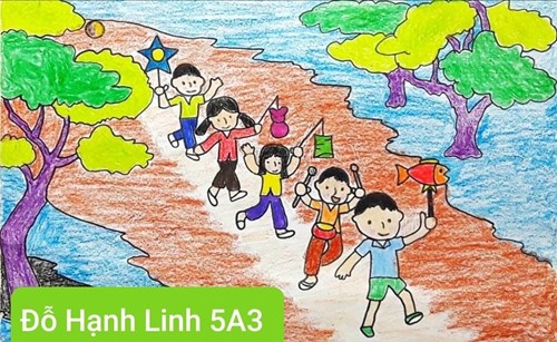 Học sinh khối 5 tham gia cuộc thi vẽ tranh trung thu